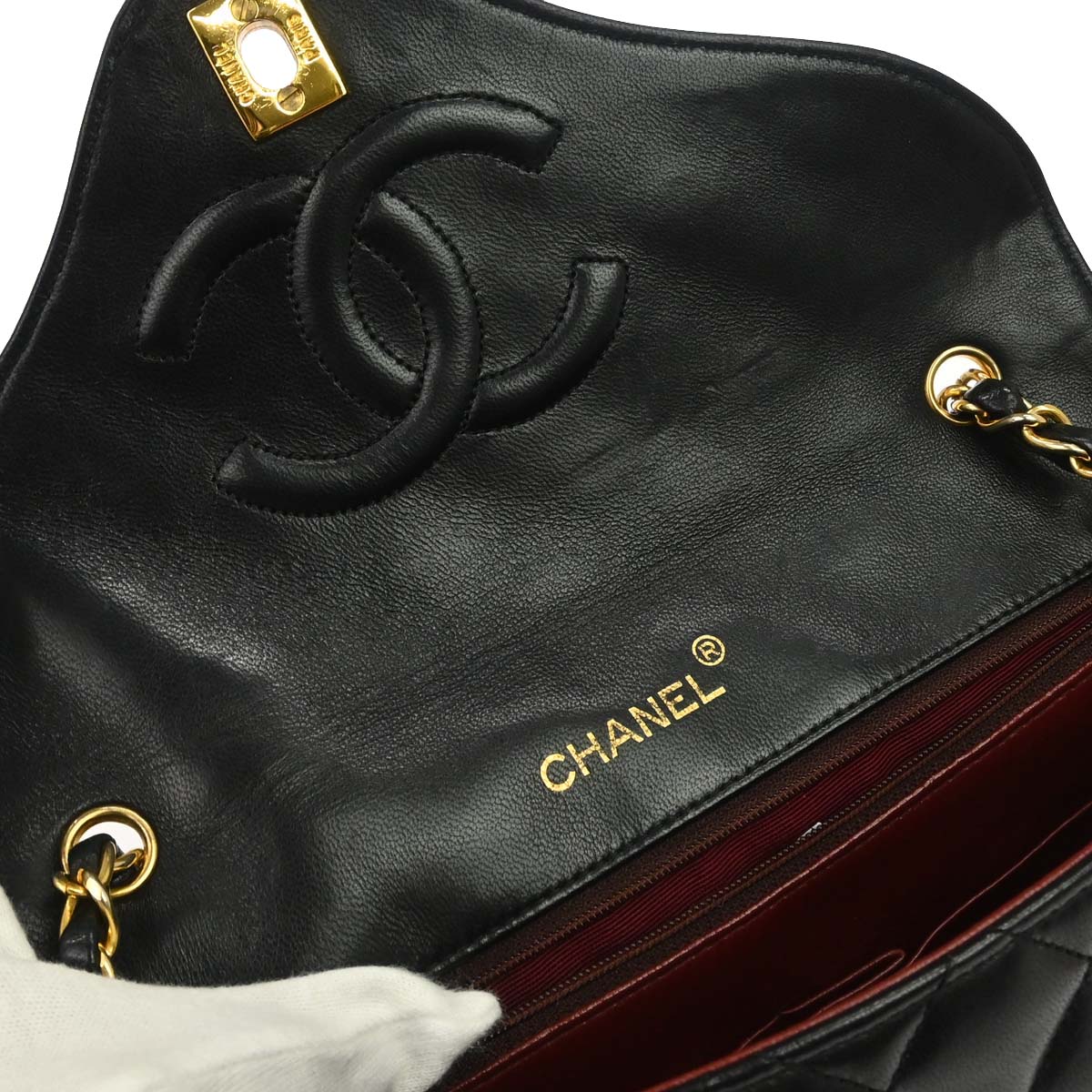 Chanel 1996-1997 Black Lambskin Single Flap Shoulder Bag