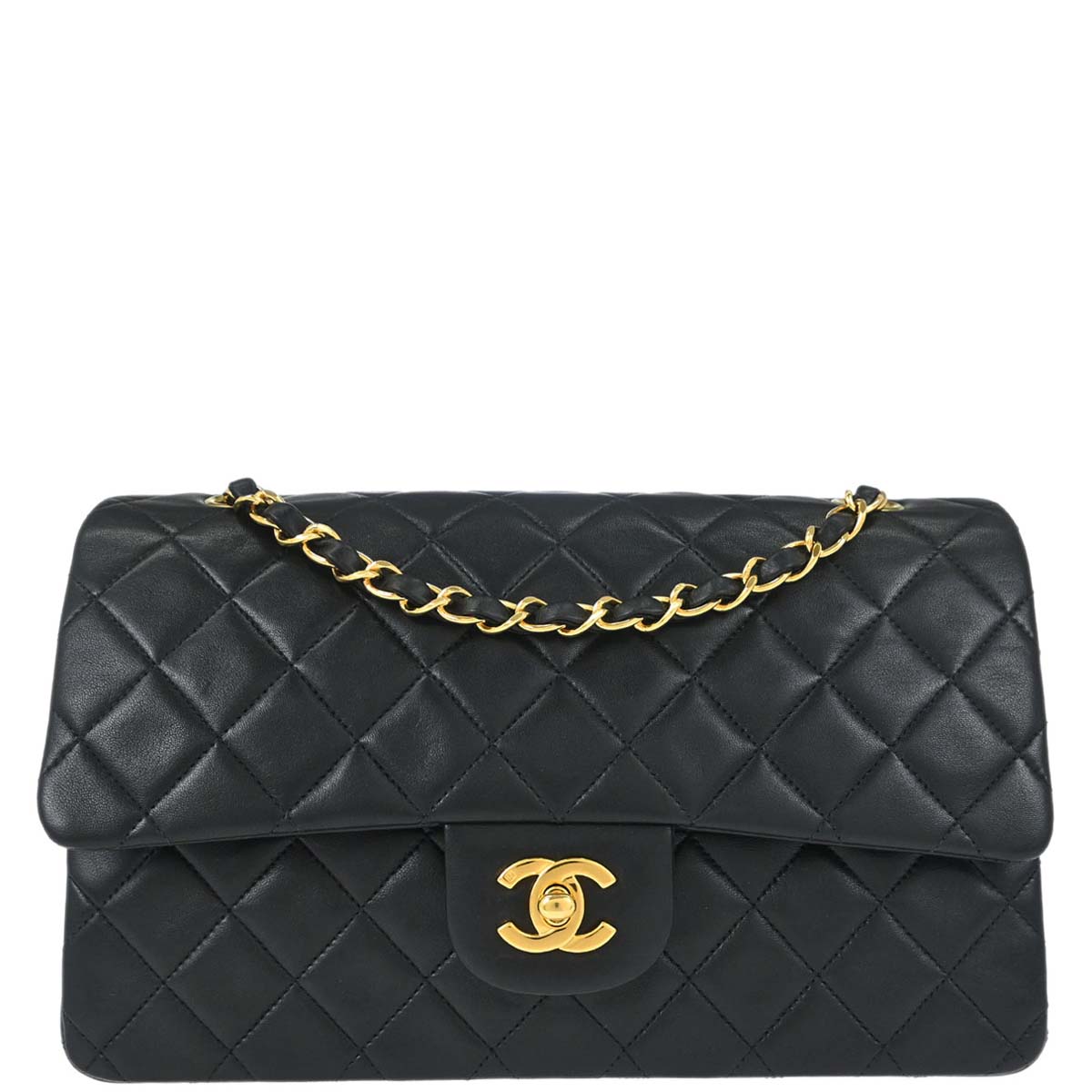 Chanel Black Lambskin Medium Classic Double Flap Shoulder Bag