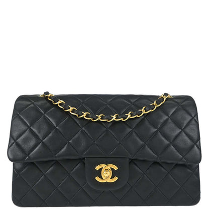 Chanel Black Lambskin Medium Classic Double Flap Shoulder Bag