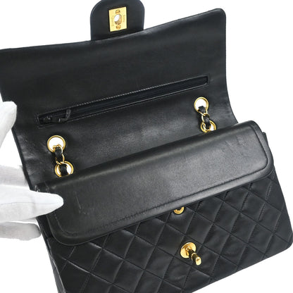 Chanel Black Lambskin Medium Classic Double Flap Shoulder Bag