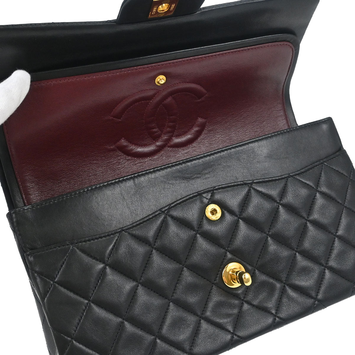 Chanel Black Lambskin Medium Classic Double Flap Shoulder Bag