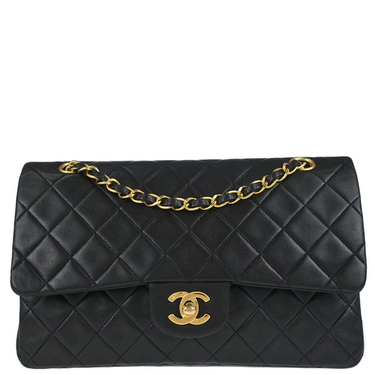 Chanel Black Lambskin Medium Classic Double Flap Shoulder Bag