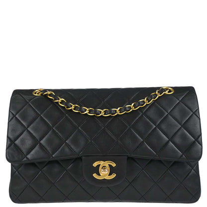 Chanel Black Lambskin Medium Classic Double Flap Shoulder Bag