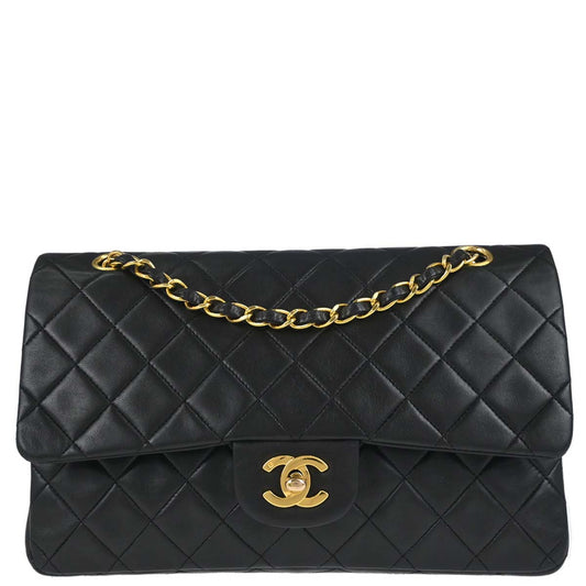 Chanel Black Lambskin Medium Classic Double Flap Shoulder Bag