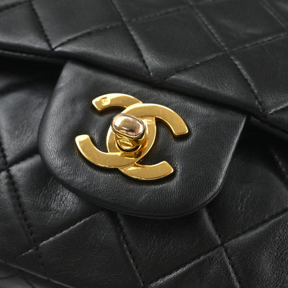 Chanel Black Lambskin Medium Classic Double Flap Shoulder Bag