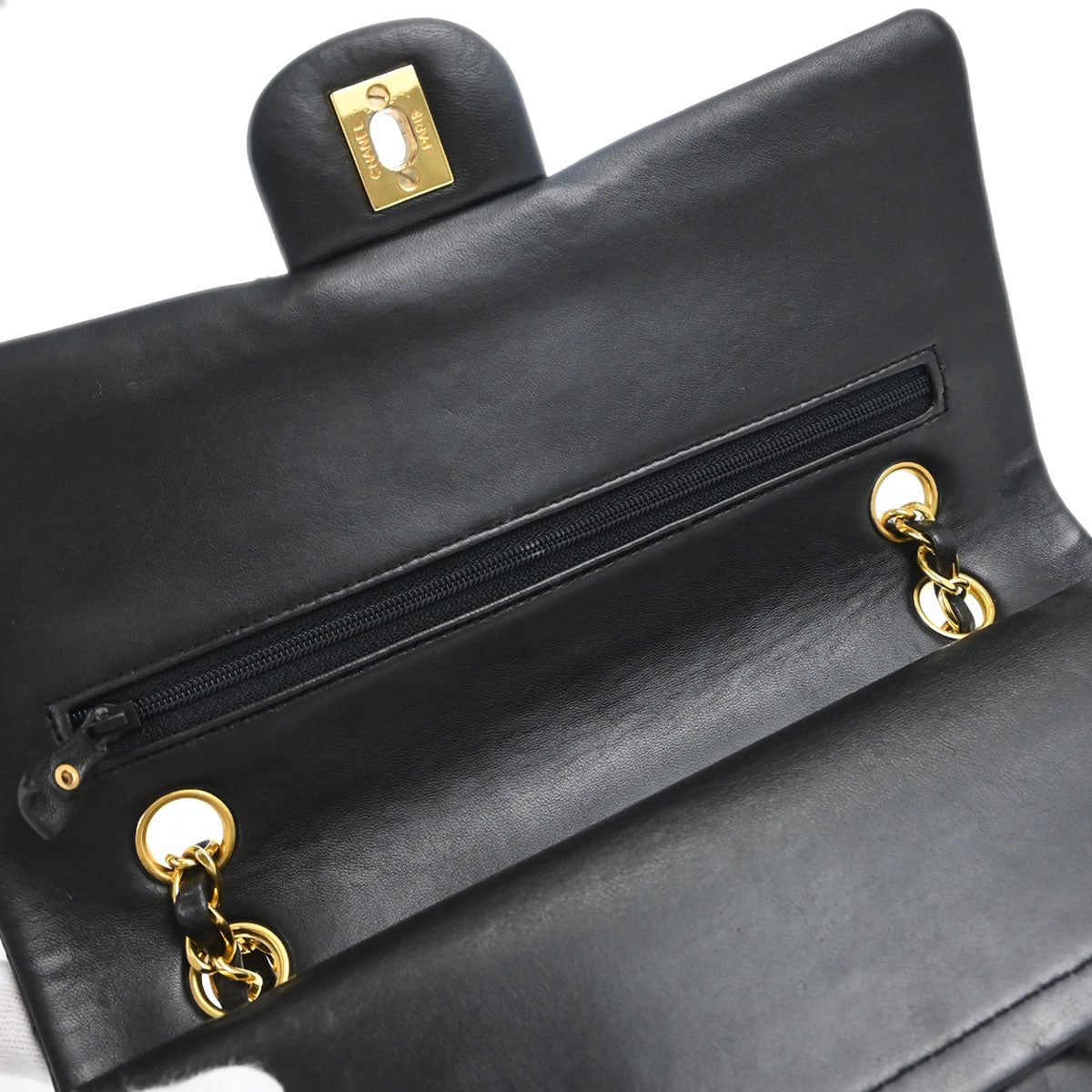 Chanel Black Lambskin Medium Classic Double Flap Shoulder Bag