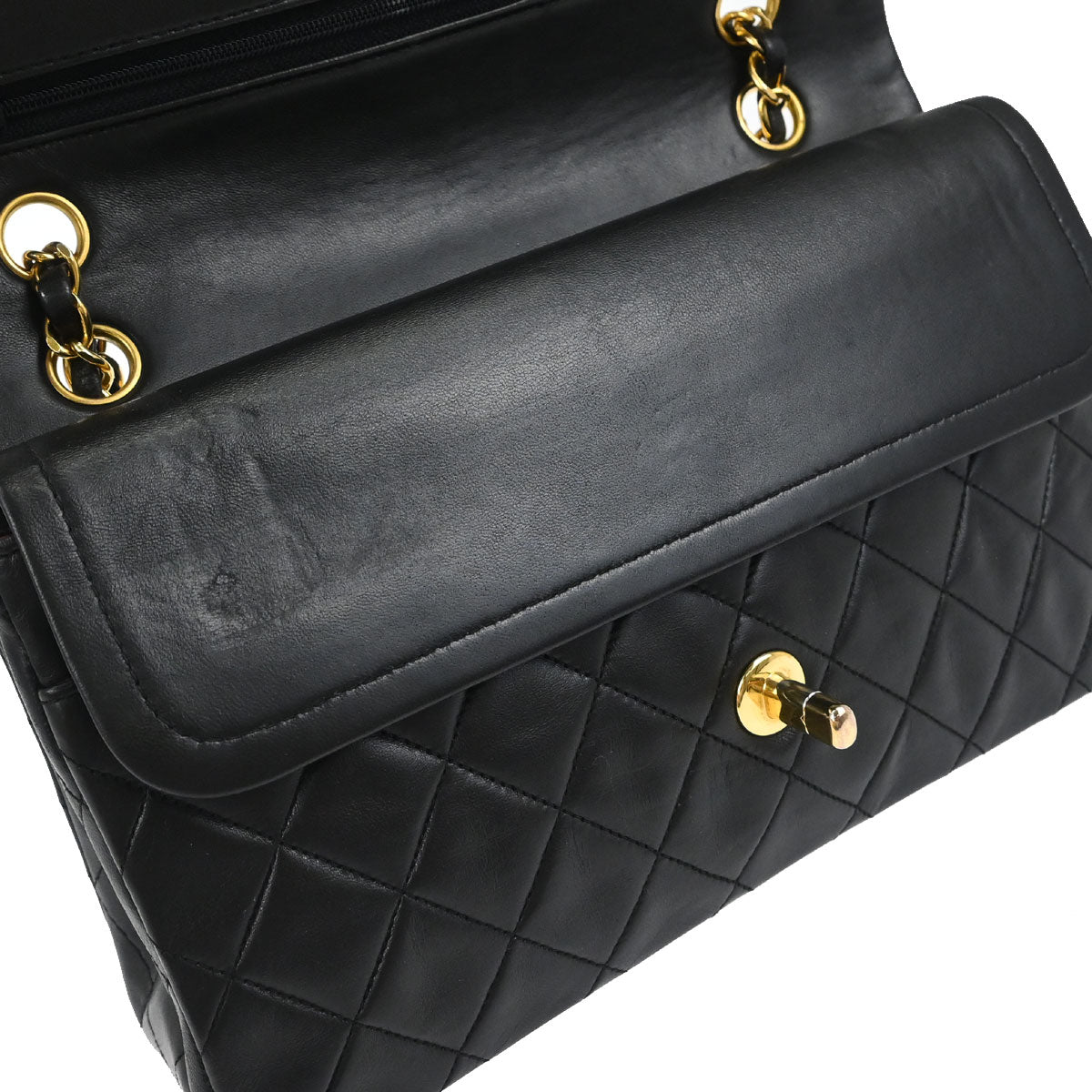 Chanel Black Lambskin Medium Classic Double Flap Shoulder Bag