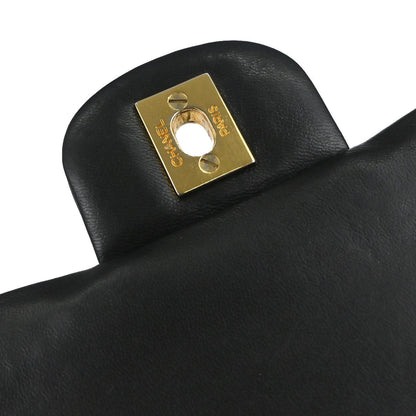Chanel Black Lambskin Medium Classic Double Flap Shoulder Bag