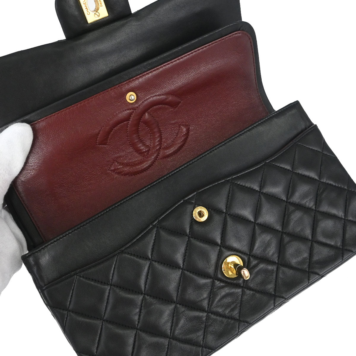Chanel Black Lambskin Medium Classic Double Flap Shoulder Bag