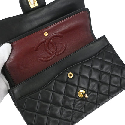Chanel Black Lambskin Medium Classic Double Flap Shoulder Bag