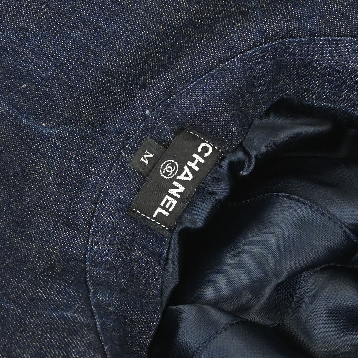 Chanel Indigo Denim Night Flight Embroidery Hat #M Small Good