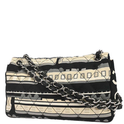 Chanel 2005-2006 Black Beige Canvas Le Train Flap Shoulder Bag