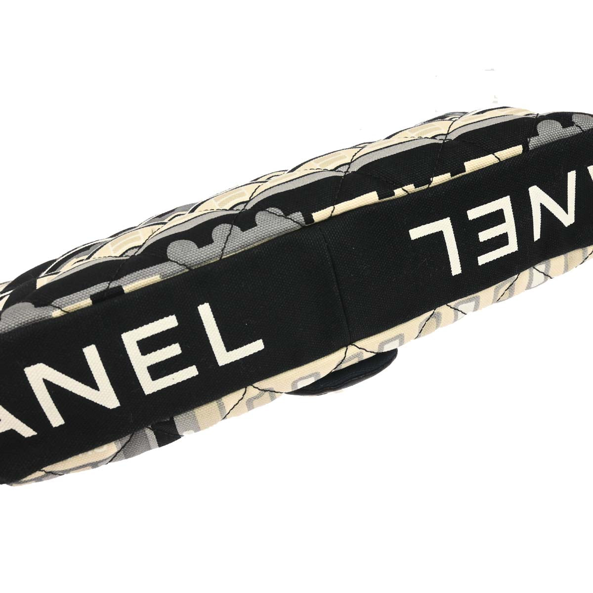 Chanel 2005-2006 Black Beige Canvas Le Train Flap Shoulder Bag