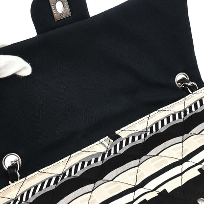 Chanel 2005-2006 Black Beige Canvas Le Train Flap Shoulder Bag