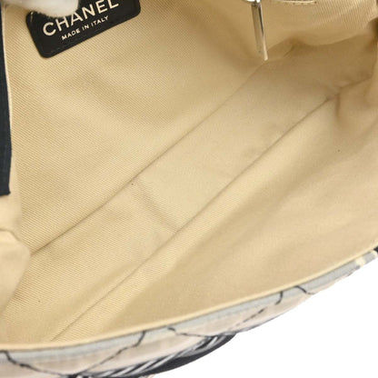 Chanel 2005-2006 Black Beige Canvas Le Train Flap Shoulder Bag