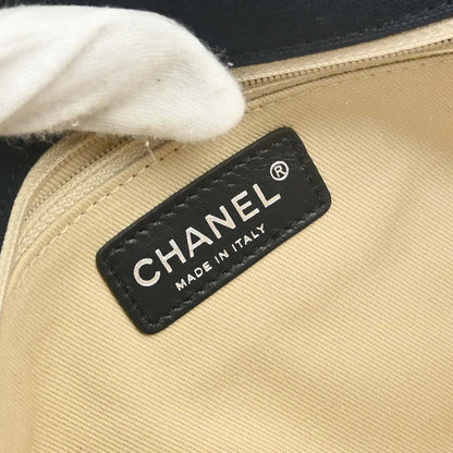 Chanel 2005-2006 Black Beige Canvas Le Train Flap Shoulder Bag