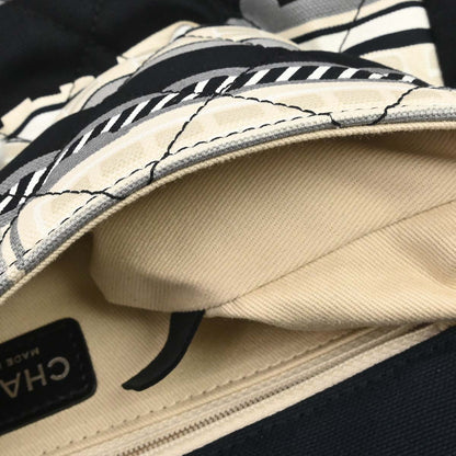 Chanel 2005-2006 Black Beige Canvas Le Train Flap Shoulder Bag