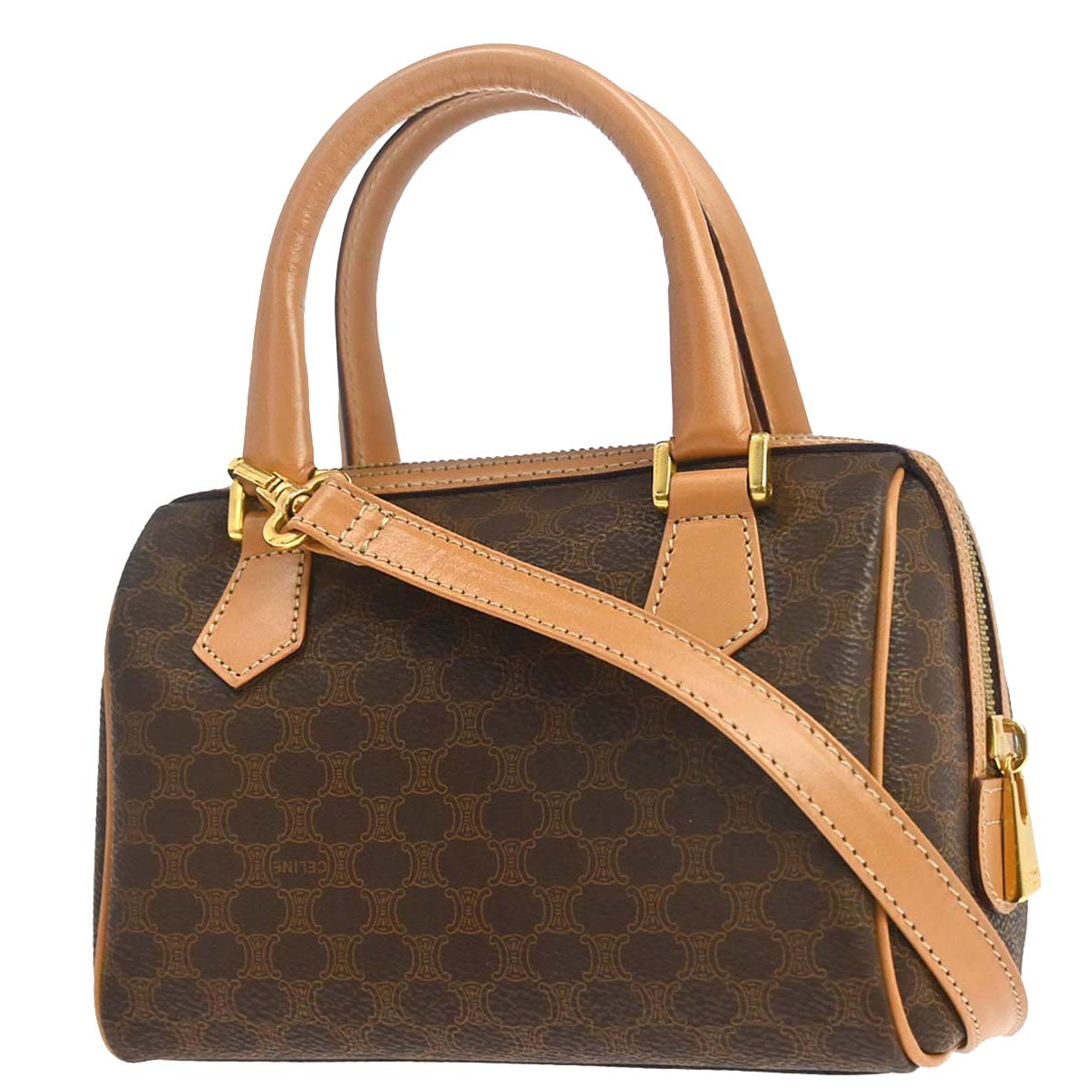 Celine Brown PVC Macadam 2way Shoulder Handbag