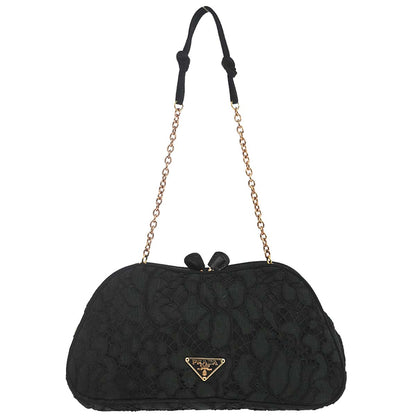 Prada Black Satin Lace Chain Handbag