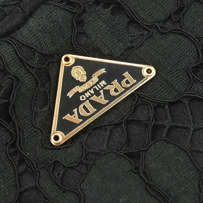 Prada Black Satin Lace Chain Handbag