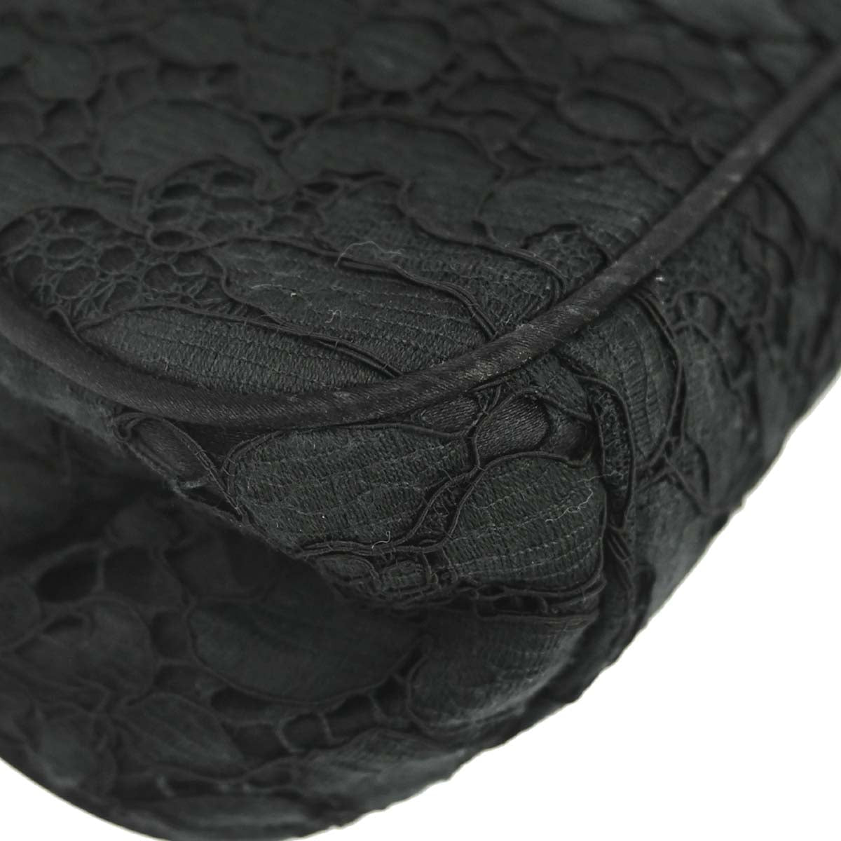 Prada Black Satin Lace Chain Handbag