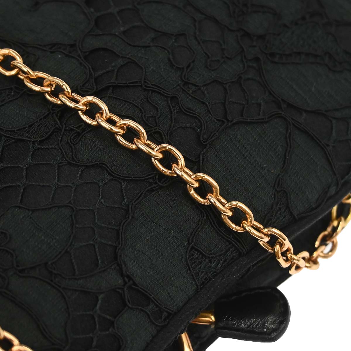 Prada Black Satin Lace Chain Handbag