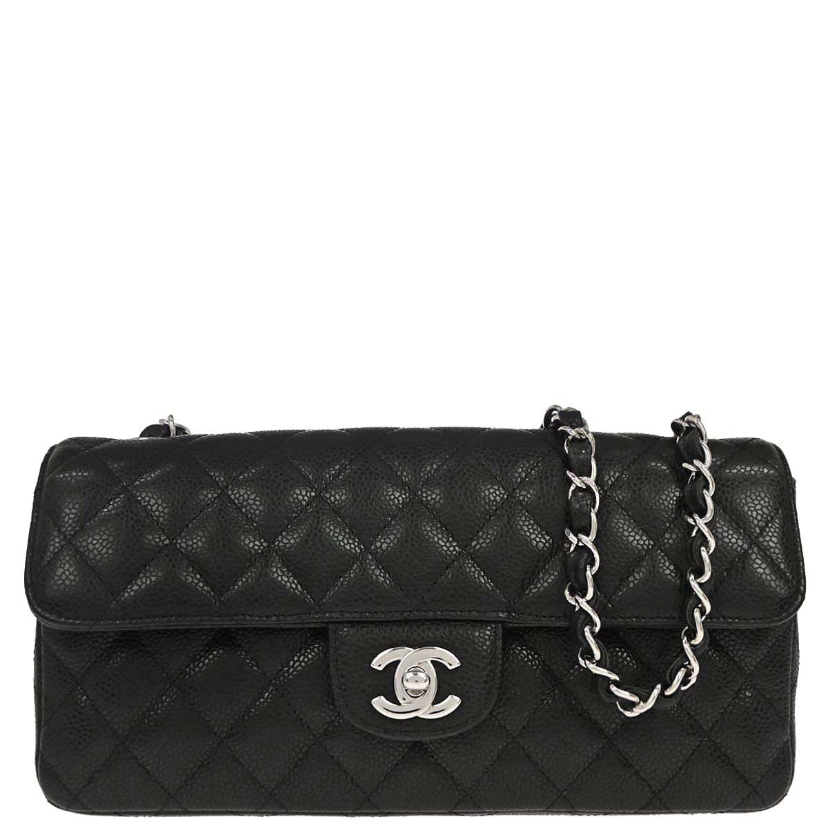 Chanel 2009-2010 Black Caviar Skin East West Shoulder Bag