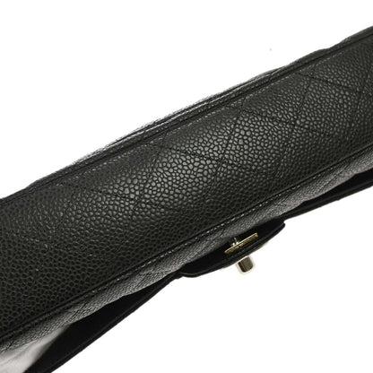 Chanel 2009-2010 Black Caviar Skin East West Shoulder Bag