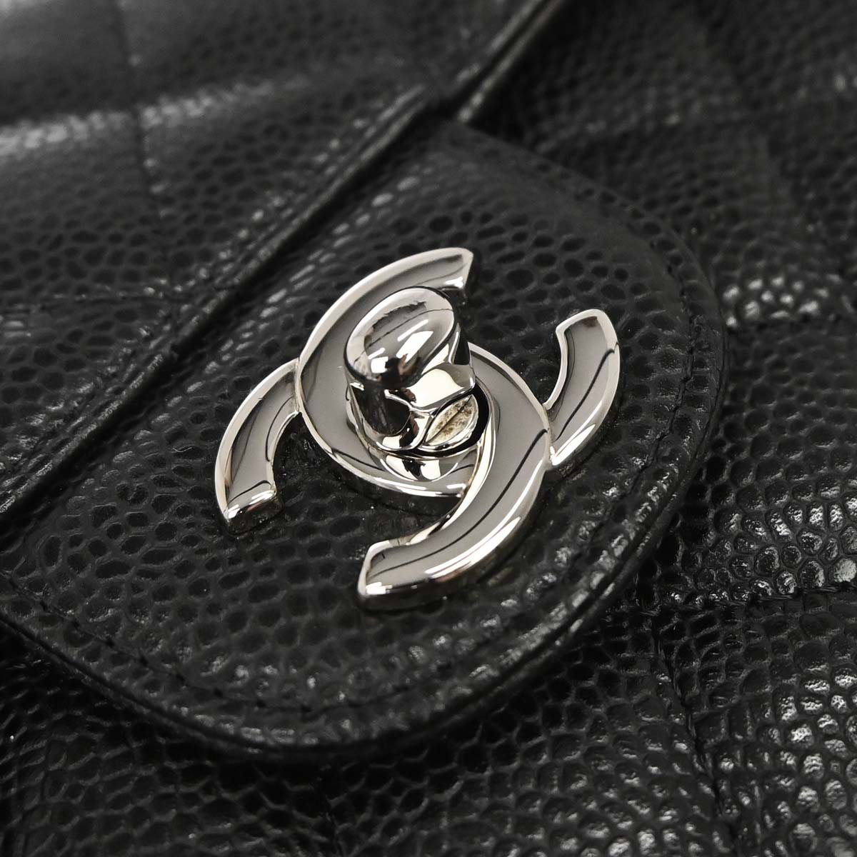 Chanel 2009-2010 Black Caviar Skin East West Shoulder Bag