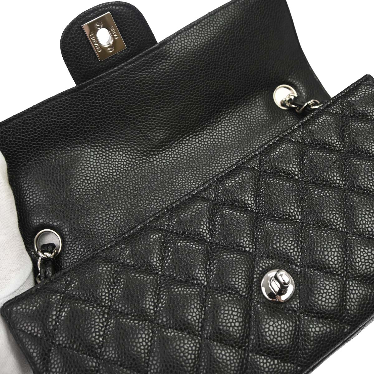 Chanel 2009-2010 Black Caviar Skin East West Shoulder Bag