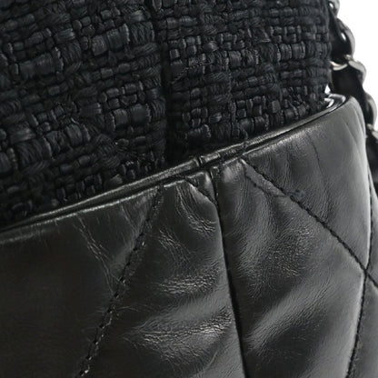 Chanel 2008-2009 Black Calfskin Tweed Portobello 2way Shoulder Handbag