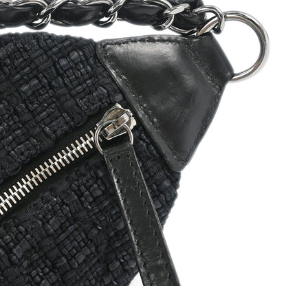 Chanel 2008-2009 Black Calfskin Tweed Portobello 2way Shoulder Handbag