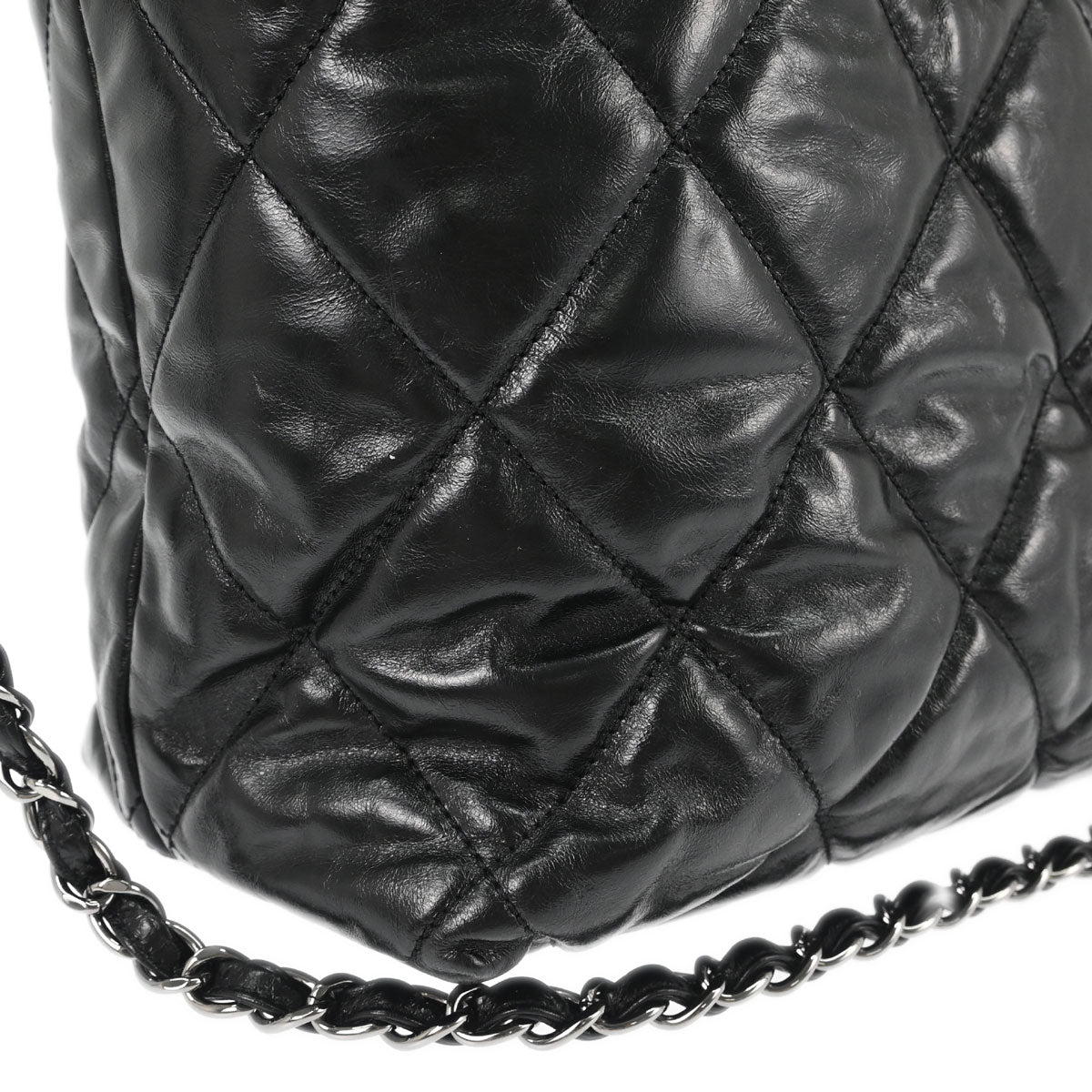 Chanel 2008-2009 Black Calfskin Tweed Portobello 2way Shoulder Handbag