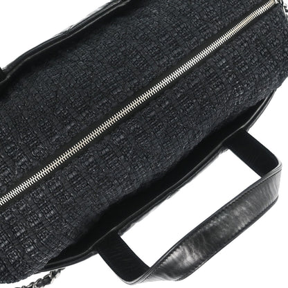 Chanel 2008-2009 Black Calfskin Tweed Portobello 2way Shoulder Handbag