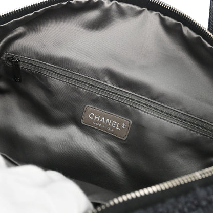 Chanel 2008-2009 Black Calfskin Tweed Portobello 2way Shoulder Handbag