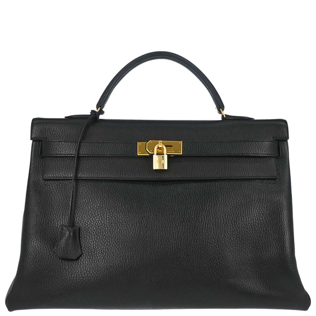 Hermes Black Ardennes Kelly 40 Retourne Handbag