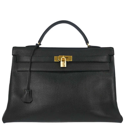 Hermes Black Ardennes Kelly 40 Retourne Handbag