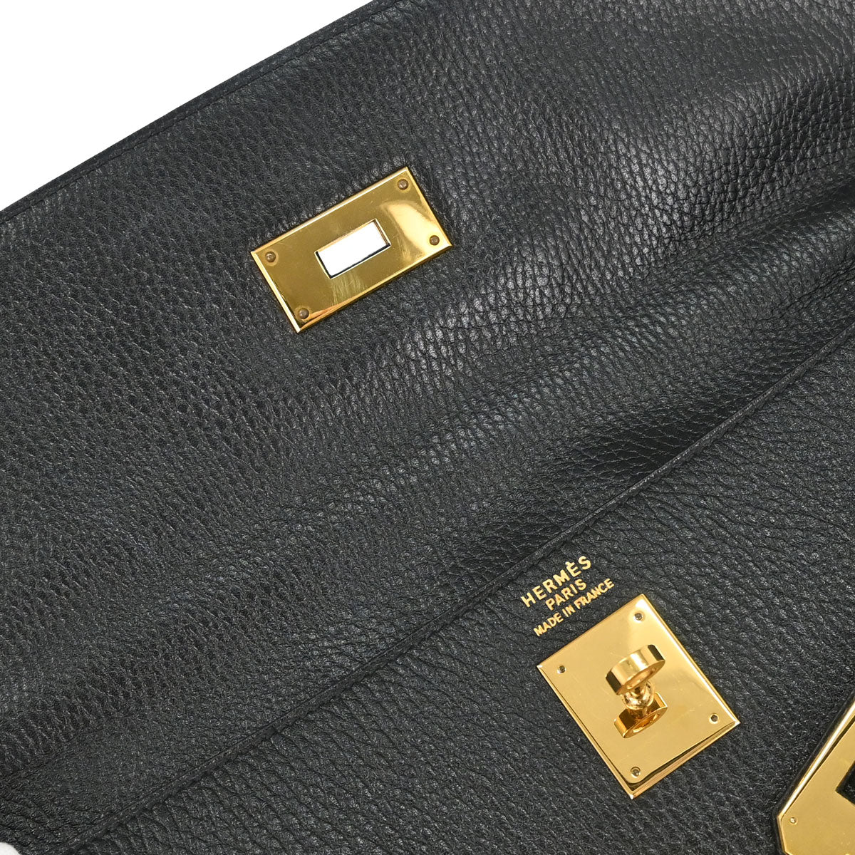 Hermes Black Ardennes Kelly 40 Retourne Handbag