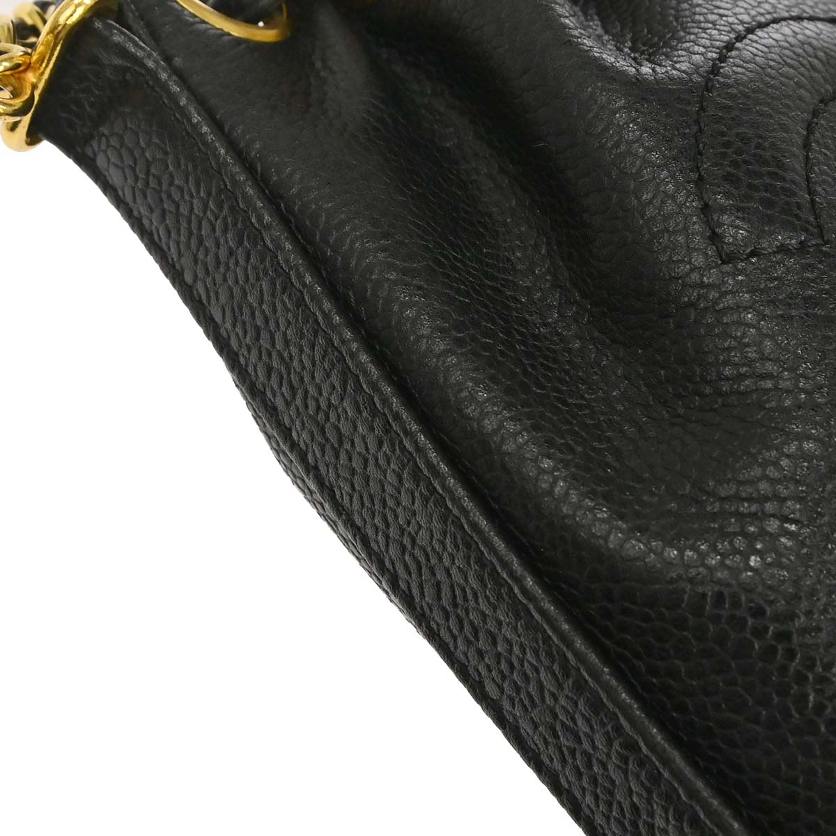 Chanel 1994-1996 Black Caviar Skin Drawstring Shoulder Bag