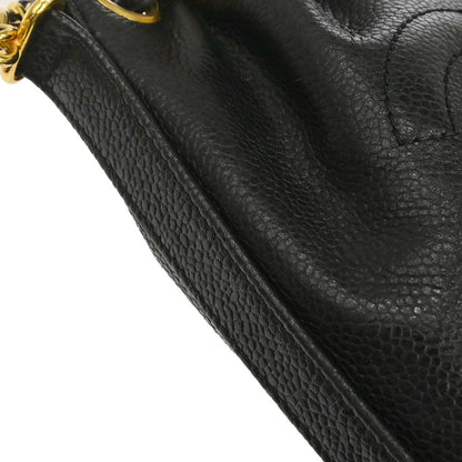 Chanel 1994-1996 Black Caviar Skin Drawstring Shoulder Bag