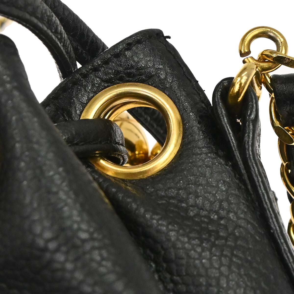 Chanel 1994-1996 Black Caviar Skin Drawstring Shoulder Bag