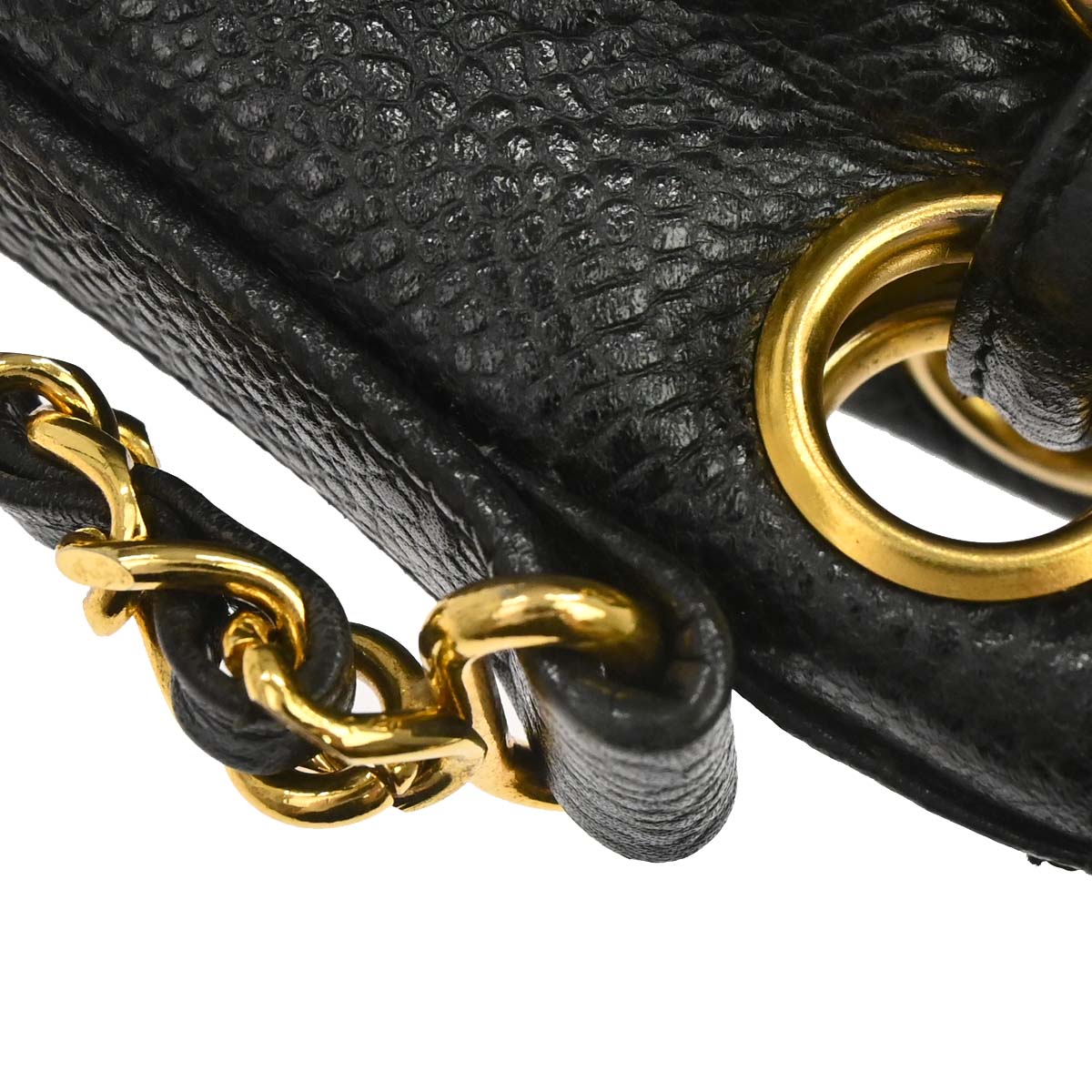 Chanel 1994-1996 Black Caviar Skin Drawstring Shoulder Bag