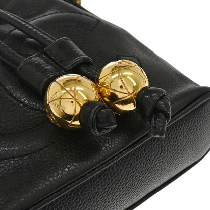 Chanel 1994-1996 Black Caviar Skin Drawstring Shoulder Bag
