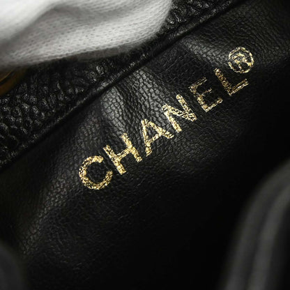 Chanel 1994-1996 Black Caviar Skin Drawstring Shoulder Bag
