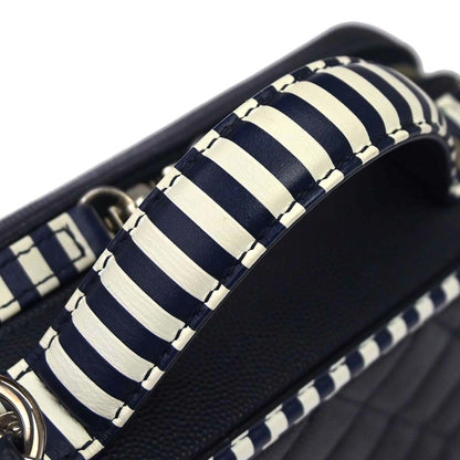 Chanel 2019 Navy Caviar Skin CC Filigree 2way Shoulder Vanity Handbag
