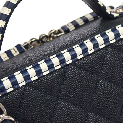 Chanel 2019 Navy Caviar Skin CC Filigree 2way Shoulder Vanity Handbag