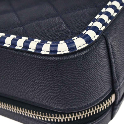 Chanel 2019 Navy Caviar Skin CC Filigree 2way Shoulder Vanity Handbag