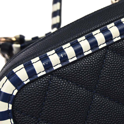 Chanel 2019 Navy Caviar Skin CC Filigree 2way Shoulder Vanity Handbag