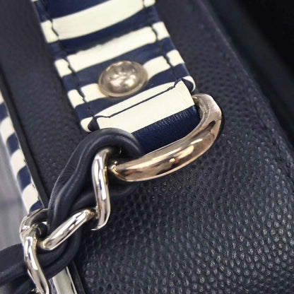 Chanel 2019 Navy Caviar Skin CC Filigree 2way Shoulder Vanity Handbag