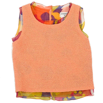 Chanel 2000 Tweed Silk Tank Top Orange #40